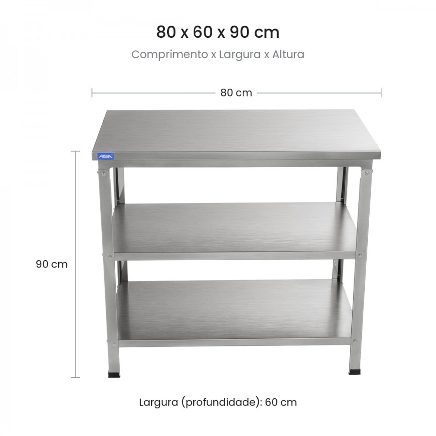 Mesa de Inox Paneleiro Duplo 60 x 80 Aisa